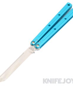 Squid Industries Knives Krake Raken V3 Balisong Butterfly Knife Satin Tanto Blade with Teal Anodized Aluminum Handles