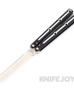 Squid Industries Knives Krake Raken V3 Balisong Butterfly Knife Satin Tanto Blade with Dual Tone Black Anodized Aluminum Handles