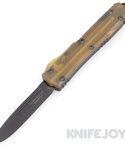 MICROTECH 121-1DLCTULS Ultratech OTF Auto Signature Series Single Edge DLC Standard Blade with Ultem Cover Top Side and Button/ Black Aluminum Handle