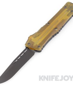 MICROTECH 143-1DLCTULS Combat Troodon OTF Auto Signature Series Single Edge DLC Standard Blade with ULTEM Top and Button/ Black Aluminum Handle/ DLC Hardware