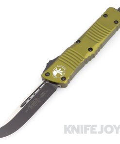 MICROTECH 143-1OD Combat Troodon OTF Auto Single Edge DLC/ Satin Flats Blade with OD Green Aluminum Handles/ DLC Hardware