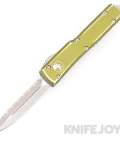 MICROTECH 147-12DOD UTX-70 OTF Auto Double Edge Apocalyptic Full Serrated Blade with Distressed OD Green Aluminum Handles