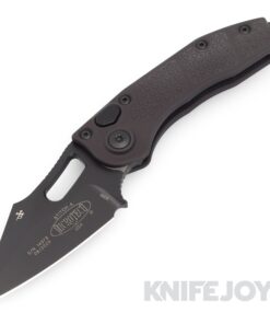 MICROTECH 169-1T Stitch Borka Collab Auto Folding Knife Tactical DLC Blade with Black Tactical Aluminum Handles