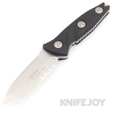 MICROTECH 114M-11 SOCOM Alpha Mini Fixed Blade Partial Serrated Stonewash Tanto Blade with Black G10 Handles