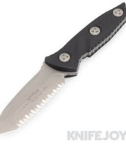 MICROTECH 114M-12AP SOCOM Alpha Mini Fixed Blade Apocalyptic Full Serrated Stonewash Tanto Blade with Black G10 Handles
