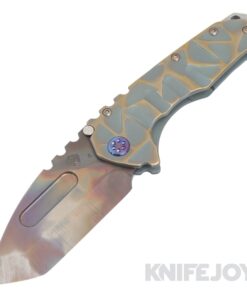 Medford Knives Praetorian "T" S45VN Vulcan Tanto Blade with Brush Brass-Brz Stained Glass Scultped Handles/ Flamed Hardware and Clip