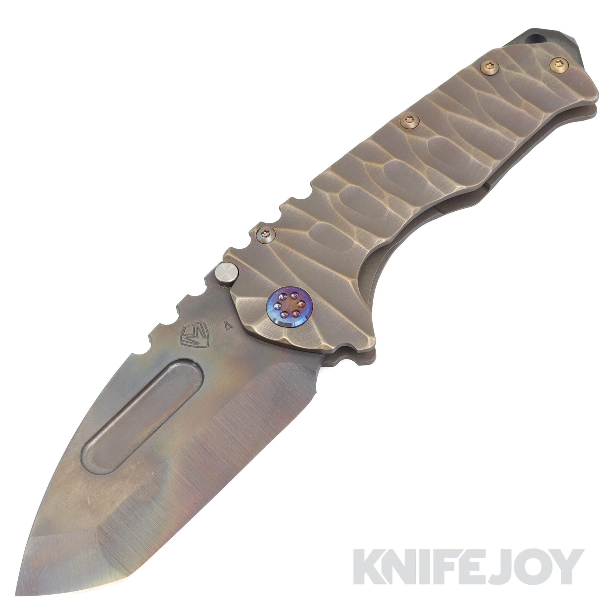 Medford Knives Praetorian "T" S45VN Vulcan Tanto Blade with BB/Rootbeer Predator Handles/ Flamed Hardware and Clip