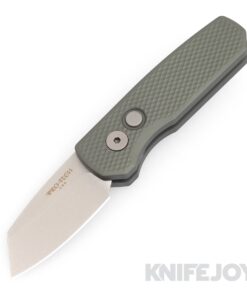Pro-tech Knives PTR5405-GREEN Auto Runt 5 Stonewash Reverse Tanto Magnacut Blade with Textured Green Aluminum Handles