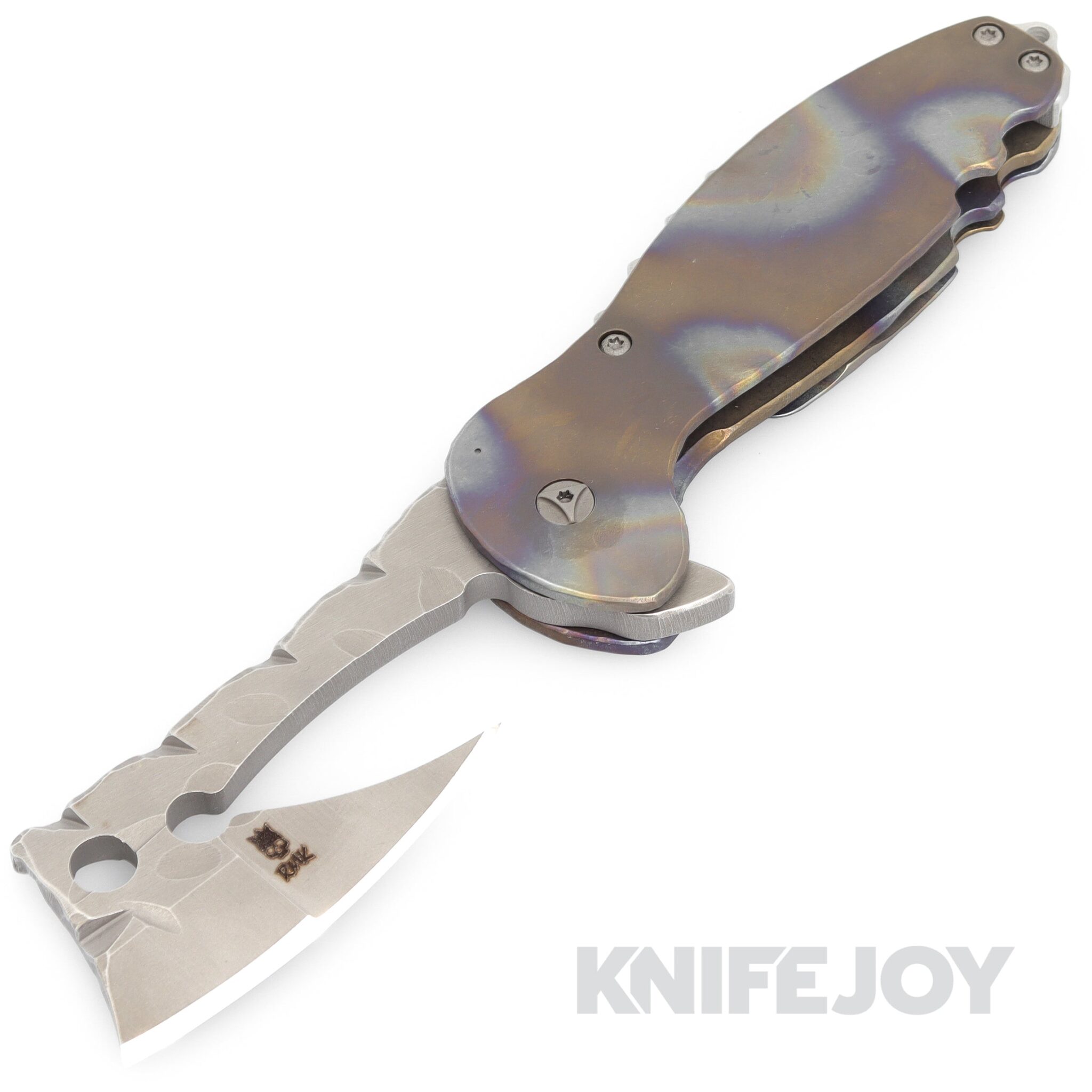 RichMade Knives Large Ratchet Folder Stainless Steel Blade with Super Fat Titanium Handles