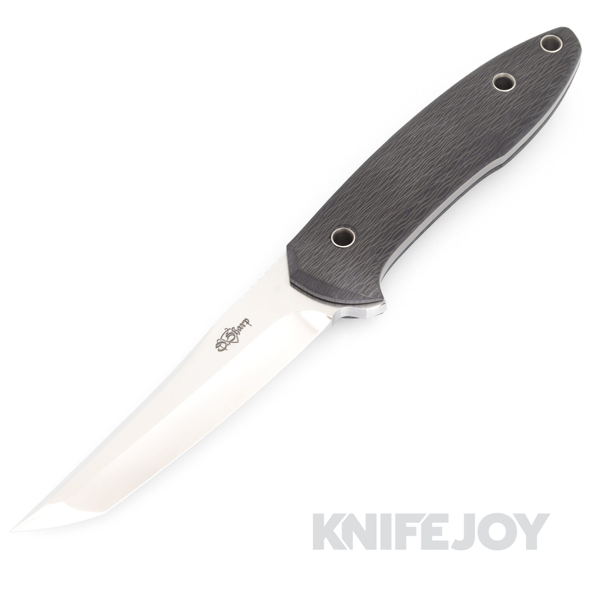David Sharp Sharpwerks Knives L & L Special Fixed Blade Satin Tanto Blade with Textured Carbon Fiber Handles