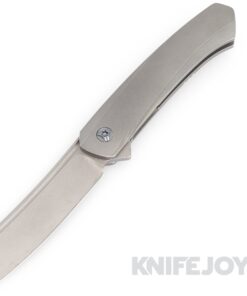 Richard Rogers Knives Custom Razor Folder CTS-XHP Stonewashed Blade with Stonewashed Titanium Handle/ Blue Ano