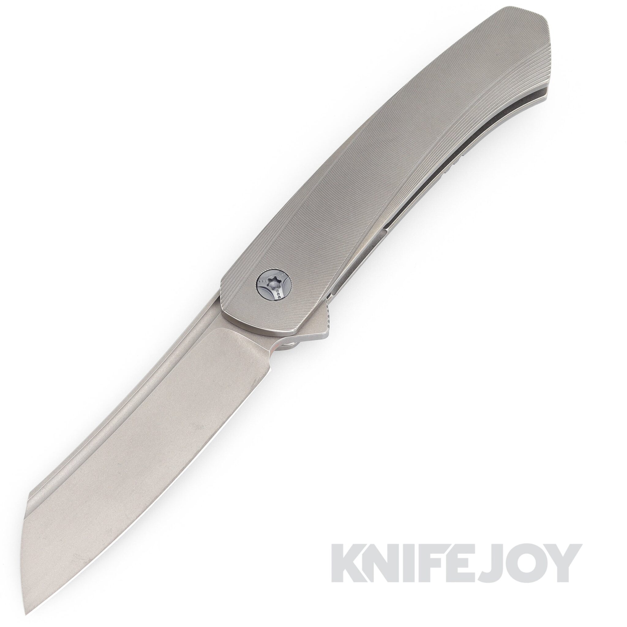 Richard Rogers Knives Custom Razor Folder CTS-XHP Stonewashed Blade with Stonewashed Titanium Handle/ Blue Ano