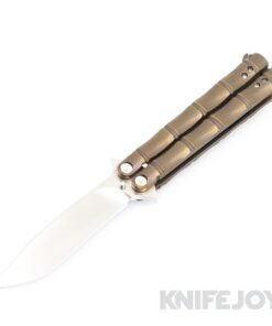 Marlowe Knives Custom Balisong Satin Blade with Bamboo Anodized Titanium Handles