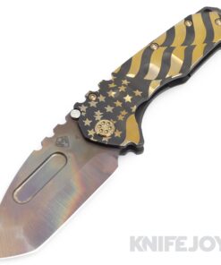 Medford Knives Praetorian "T" S45VN Vulcan Tanto Blade with PVD Gold American Flag Handles/ Bronze Hardware/ Bronze Clip