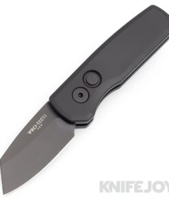 Pro-tech Knives PTR5403 Auto Runt 5 Reverse Tanto DLC Black Magnacut Blade with Black Aluminum Handles