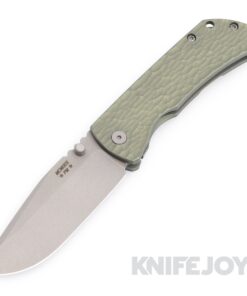 McNees Knives PM Mac2 3.5" Matte Stonewash Magnacut Blade with Matte Stonewash Green Anodized Jigged Milled Handles