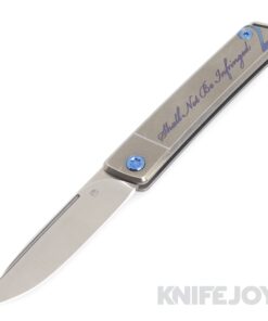 Medford Knives Gentleman Jack-2 S45VN Tumbled Drop Point Blade with Tumbled 2nd Amendment Handles/ Blue Hardware and Clip