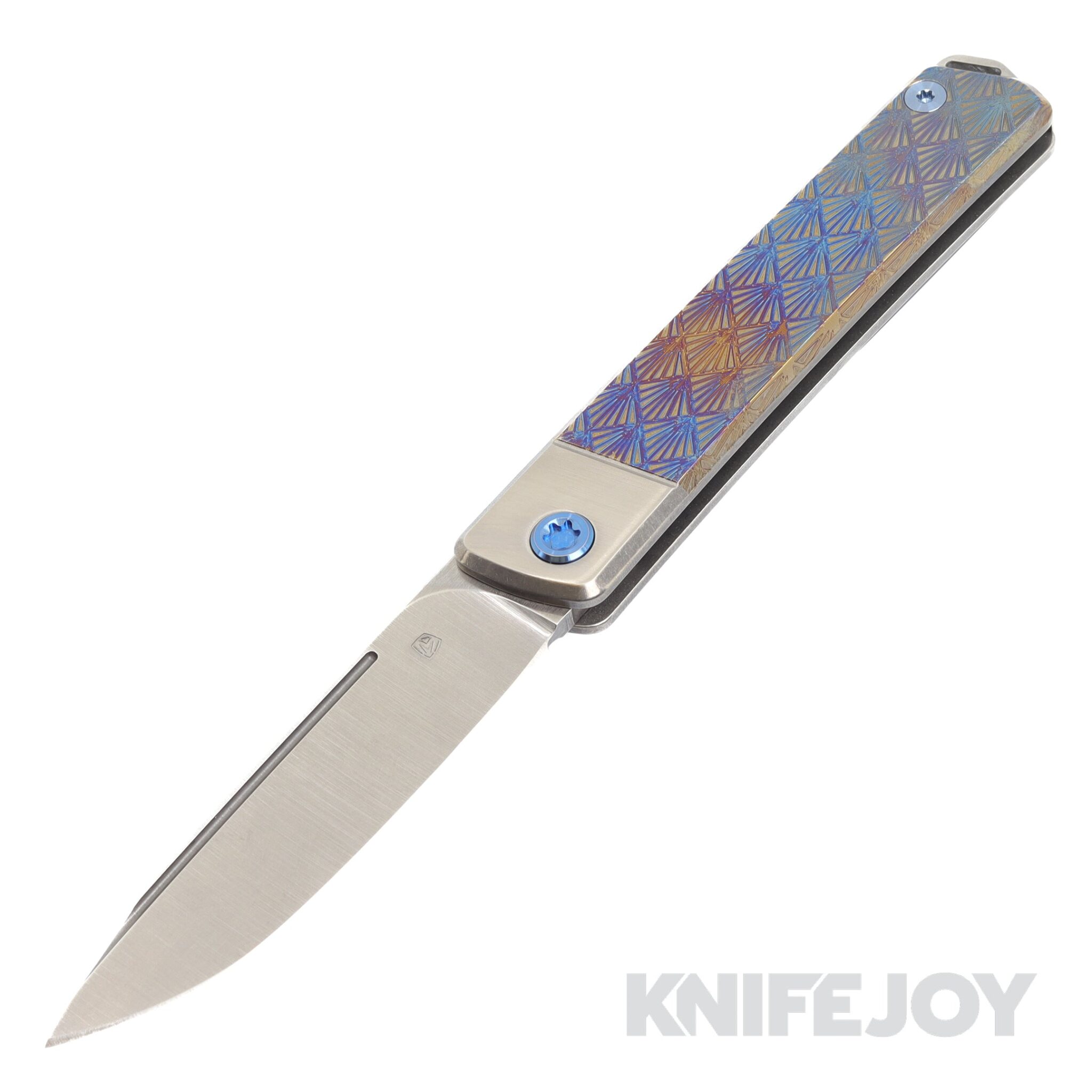 Medford Knives Gentleman Jack-2 S45VN Tumbled Drop Point Blade with Tumbled "Art Deco" Handles/ Blue Hardware and Clip
