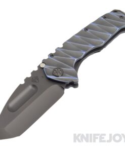 Medford Knives Praetorian Ti 3V PVD Tanto Blade with PVD Blue Lightning Handles/ PVD Hardware/ PVD w/ Brush Blue Flats Clip