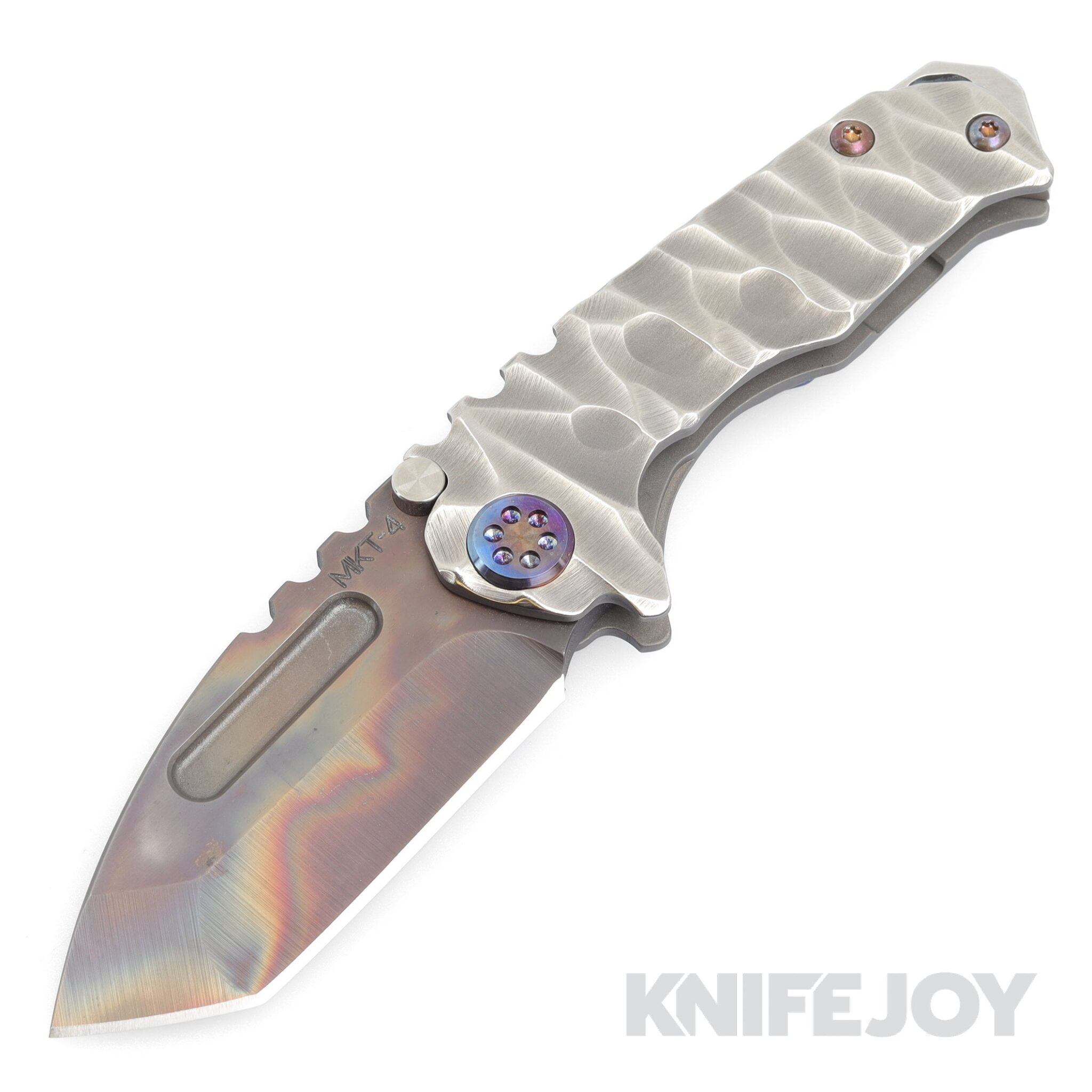Medford Knives Micro Praetorian T S45VN Vulcan Tanto Blade with Brushed Silver Predator Handles/ Flamed Hardware and Clip