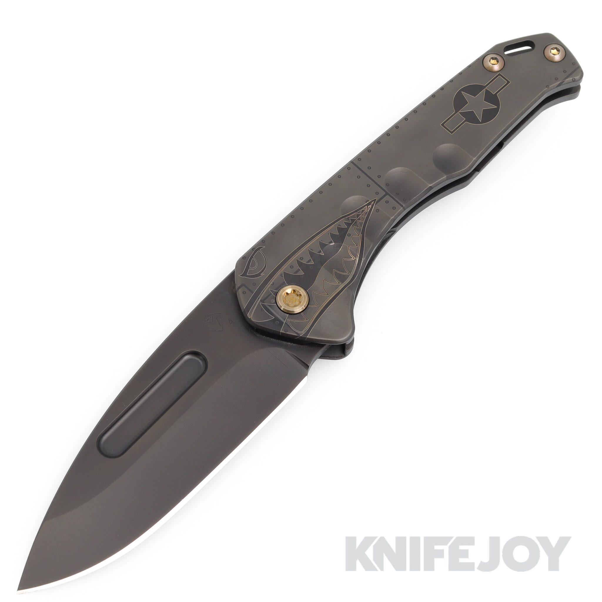 Medford Knives Praetorian Slim S45VN PVD Drop Point Blade with PVD Ghost Warthog w/ Rivets Handles/ Bronze Hardware and Clip