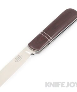 Tinus Stone STONE170 Barlow SlipJoint Plain Blade with Burgundy Linen Micarta Handles/ White Liners and Dividers Liners
