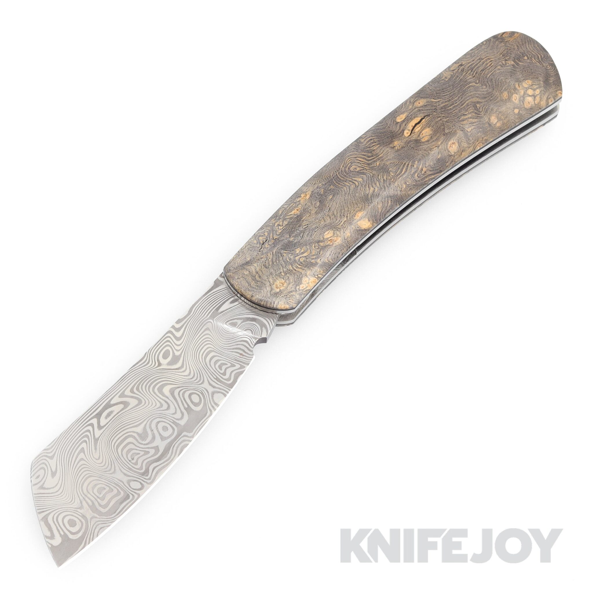 Tinus Stone STONE176 Cleaver Slipjoint Rose Pattern Damasteel Blade with Dyed Karilian Birch Handles/ Black Liners