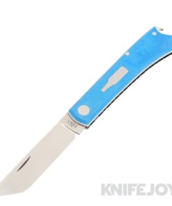Esnyx Custom Beer Buster SlipJoint CPM-20CV Satin Blade with Blue Paper Micarta Scales