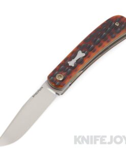 Enrique Pena Custom Front Flipper Trapper Knife Plain Satin Blade with Jigged Bone Scales