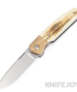 Enrique Pena Custom Front Flipper Caballero Knife Plain Satin Blade with Ivory Scales/ Mokume Bolsters/ Dark Ti Clip