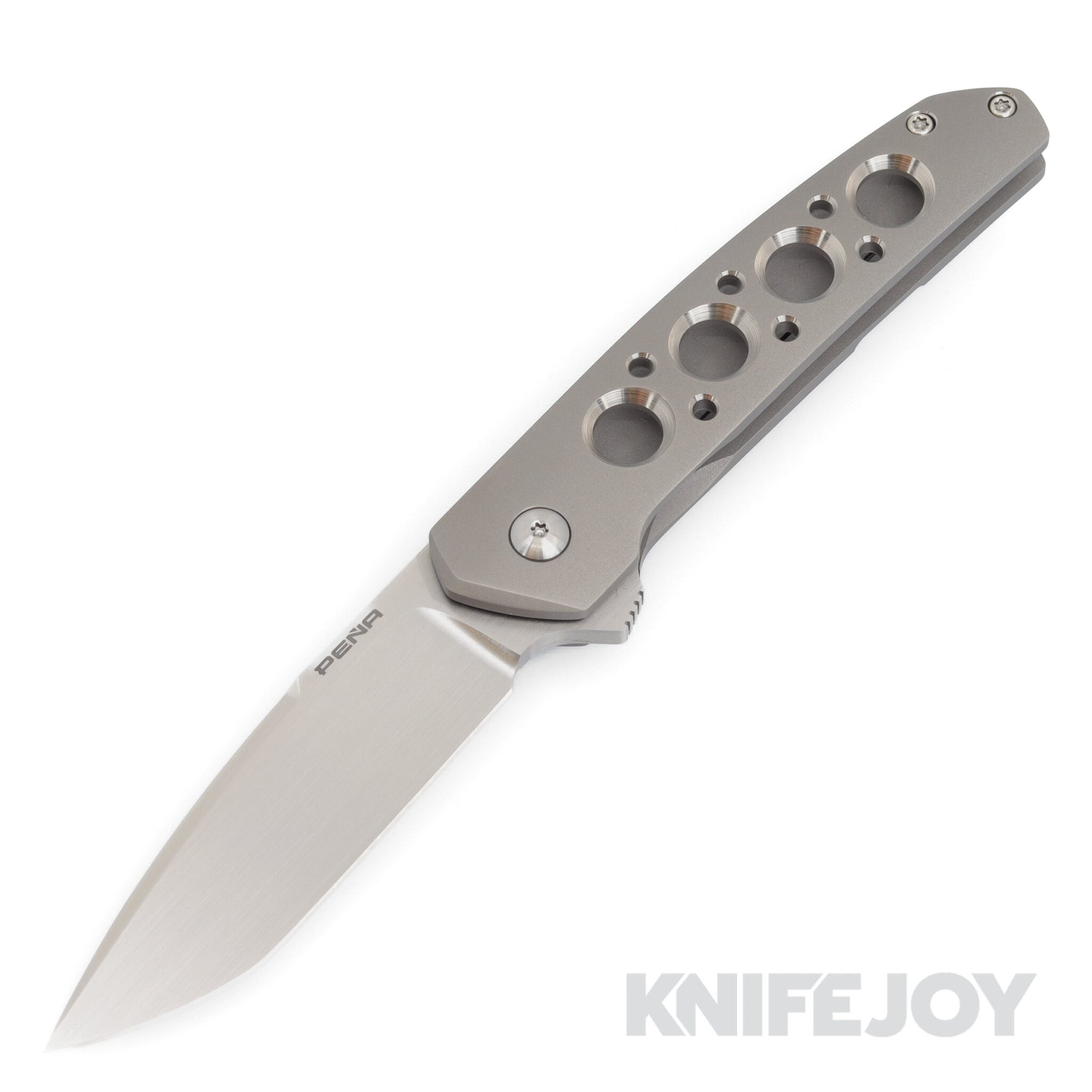 Enrique Pena Custom Cobra Flipper Plain Satin Blade with Speed Hole Titanium Scales/ Dark Zircuti Clip