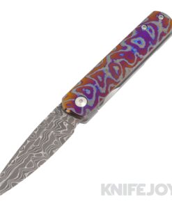 Enrique Pena Custom Front Flipper Deville Knife Chad Nichols Intrepid Damascus Blade with Dark Zicuti Scales and Pocket Clip