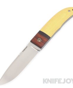 Enrique Pena Custom Fixed Blade Knife Plain Satin Blade with Brown Micarta Scales/ Wood Bolsters