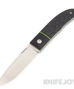Enrique Pena Custom Fixed Blade Knife Plain Satin Blade with Black Micarta Scales/ Green Liners