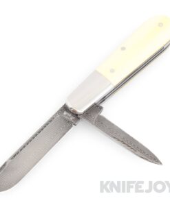 Bill Ruple Custom Knives SlipJoint 2 Blade Barlow Herring Bone Damascus Blades with Westing House Micarta Scales