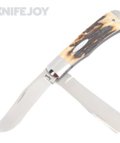 Bill Ruple Custom Knives SlipJoint 2 Blade Trapper Plain Blades with Stag Scales