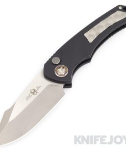 Heretic Knives H048-5A Pariah Auto Battleworn Standard Magnacut Blade with Black Aluminum Handles/ Grey Bubble Inlays