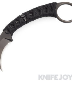 Bastinelli Knives/ Creations PiKa Fixed Blade Karambit Black PVD Hawkbill Blade with Custom Black Tsukamaki Handle Wrap