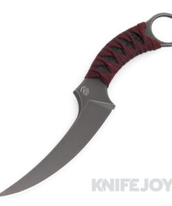 Bastinelli Knives/ Creations Mako Fixed Blade Black PVD Stonewashed Blade with Custom Red Tsukamaki Handle Wrap