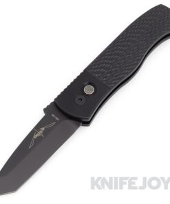 Pro-tech Knives PT2023CQC7-BSW Emerson CQC7 Auto DLC Tanto CPM-154CM Blade with Black Jigged Aluminum Handles/ Pearl Button Knife