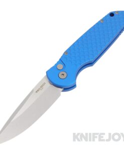 Pro-tech Knives PTTR-3X1SW-BLUE LTD Tactical Response 3 Auto Folder Plain Edge Clip Point Blade with Fish Scale Engraved Blue Aluminum Handle
