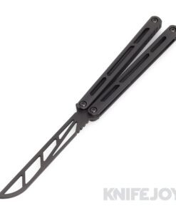 Squid Industries Knives Tsunami Trainer Balisong Butterfly Knife Stonewashed Blade with DLC Titanium  Handles
