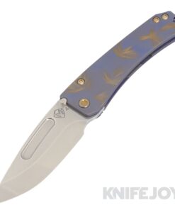 Medford Knives Slim Midi Marauder S45VN Tumbled Drop Point Blade with BB/Blue w/ Bronze "Birds of Paradise" Handles/ Bronze Hardware and Clip