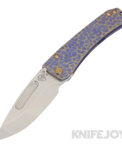 Medford Knives Slim Midi Marauder S45VN Tumbled Drop Point Blade with BB/Blue w/ Bronze "Peaks & Valleys" Handles/ Bronze Hardware and Clip