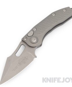 MICROTECH 169-10APNC Borka Stitch Auto Folding Knife Single Edge Standard Blade with Apocalyptic Natural Clear Aluminum Handles