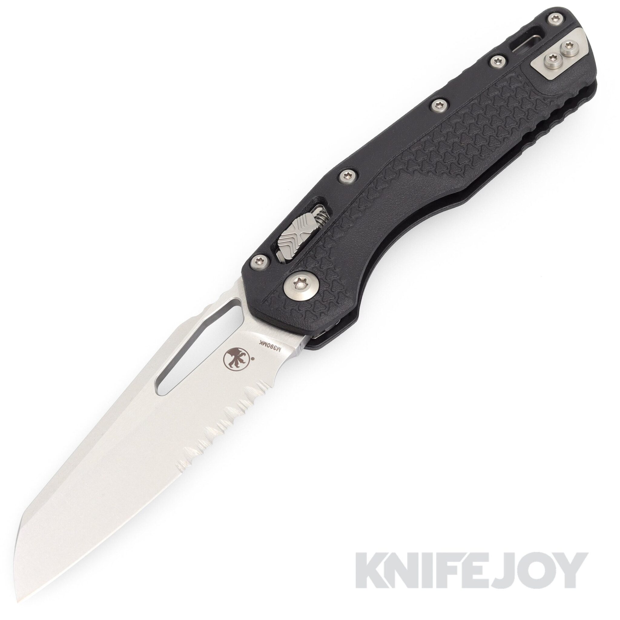 MICROTECH Standard Issue 210T-11PMBK MSI Ram Lock Folder Single Edge Partially Serrated Stonewash Standard Blade with Black Polymer Tri-Grip Handles