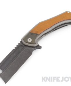 Eric Luther Knives Orphan 1st w/ Segmented Inlays Flipper CPM 154 Dark Stonewash Blade with Green/ Natural Micarta Inlays/ Titanium Handles