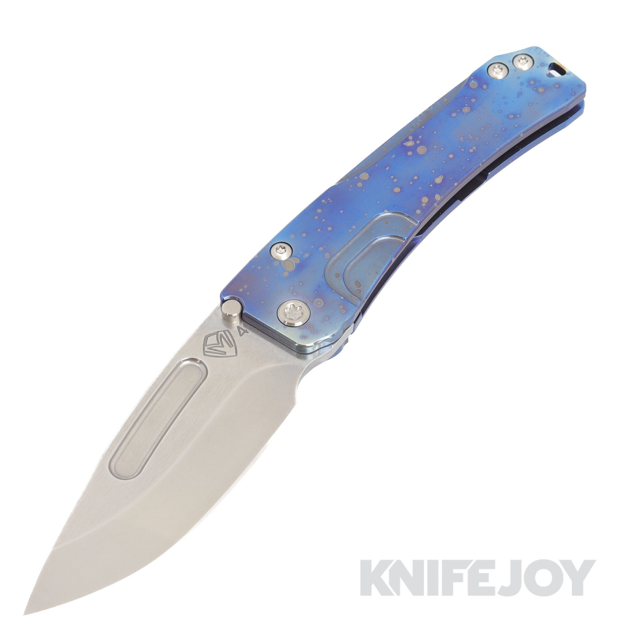 Medford Knives Slim Midi Marauder S45VN Tumbled Drop Point Blade with Flamed Galaxy Handles/ Blue Spring/ Standard Hardware/ Flamed Blues Clip