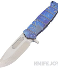 Medford Knives USMC FF S45VN Satin Flats Blade with Flamed Galaxy Handles/ Blue Spring/ Blue Hardware/ Flamed Galaxy Clip