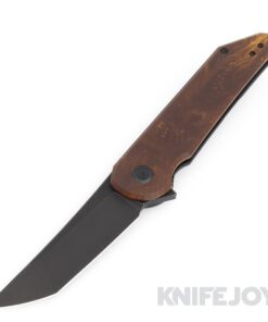 Hoback Knives HOB4221 Radford Flipper Knife CPM-20CV DLC Black Stonewash Blade with Juma Golden Dragon/ DLC Finish Titanium Handles
